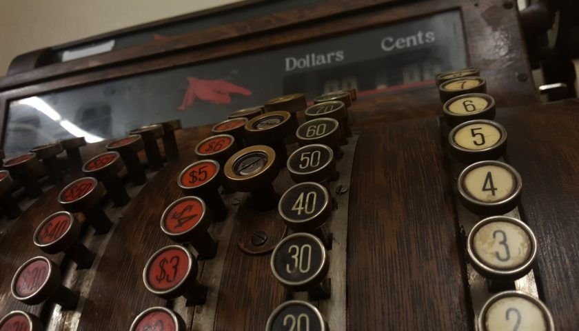 Old fashion wood cash register