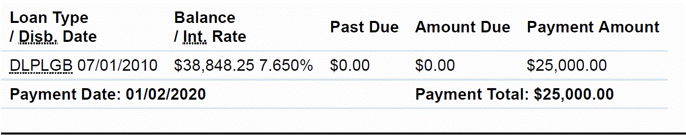 Student Loan Payment for 1/2/2020 