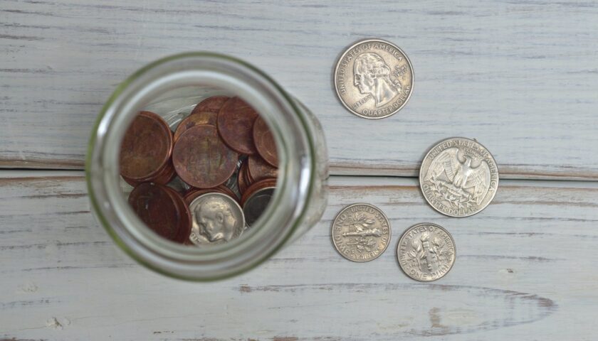 coins inside jar